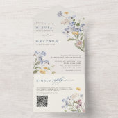 Kleurrijke lente Wildflower beemdweide Garden Wedd All In One Uitnodiging (Binnen)