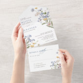 Kleurrijke lente Wildflower beemdweide Garden Wedd All In One Uitnodiging (Afscheurbaar)