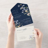 Kleurrijke lente Wildflower beemdweide Garden Wedd All In One Uitnodiging (Afscheurbaar)