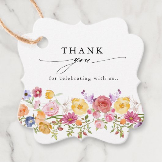 Kleurrijke lente Wildflower beemdweide Garden Wedd Bedankjes Labels (Voorkant)