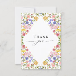 Kleurrijke lente Wildflower beemdweide Garden Wedd Bedankkaart