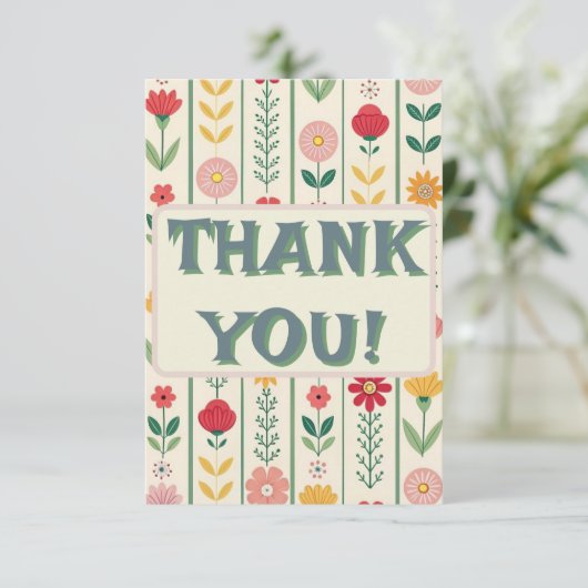 Kleurrijke lente Wildflower beemdweide Garden Wedd Bedankkaart (Staand voorkant)