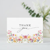 Kleurrijke lente Wildflower beemdweide Garden Wedd Bedankkaart (Staand voorkant)