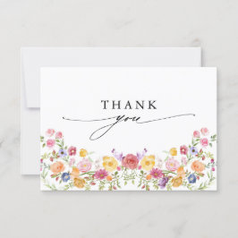 Kleurrijke lente Wildflower beemdweide Garden Wedd Bedankkaart