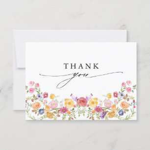 Kleurrijke lente Wildflower beemdweide Garden Wedd Bedankkaart