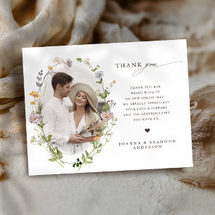 Kleurrijke lente Wildflower beemdweide Garden Wedd Bedankkaart