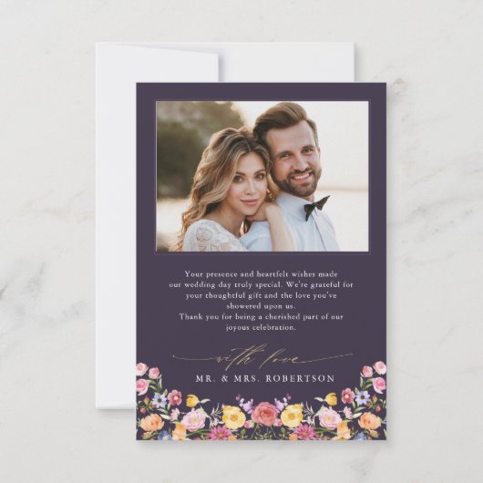 Kleurrijke lente Wildflower beemdweide Garden Wedd Bedankkaart (Achterkant)