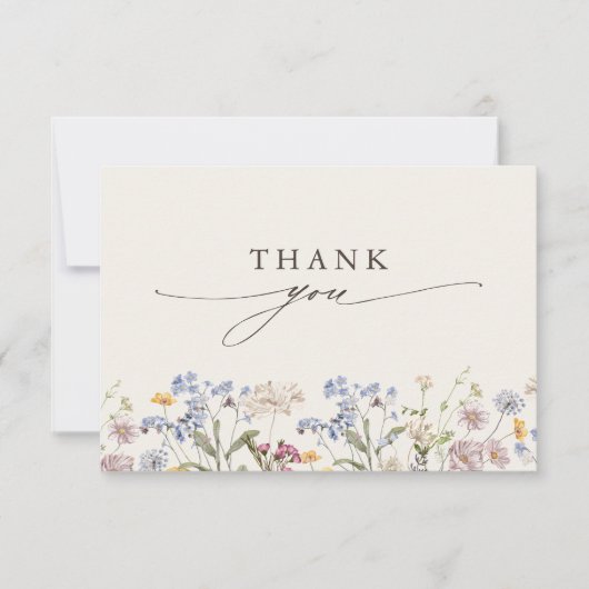 Kleurrijke lente Wildflower beemdweide Garden Wedd Bedankkaart (Voorkant)