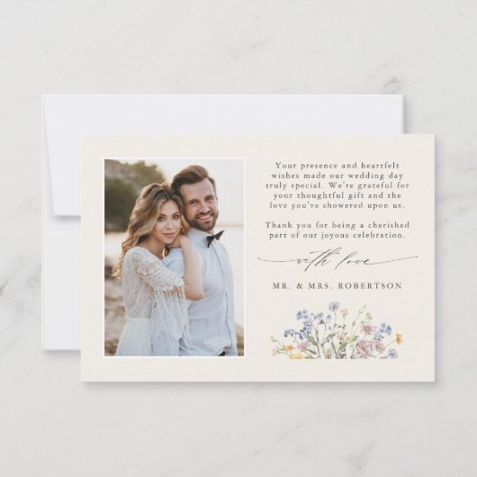 Kleurrijke lente Wildflower beemdweide Garden Wedd Bedankkaart (Achterkant)