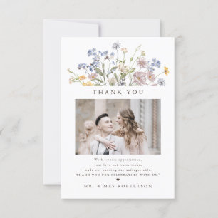 Kleurrijke lente Wildflower beemdweide Garden Wedd Bedankkaart