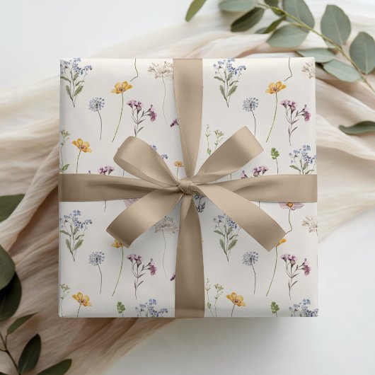 Kleurrijke lente Wildflower beemdweide Garden Wedd Cadeaupapier