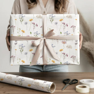 Kleurrijke lente Wildflower beemdweide Garden Wedd Cadeaupapier