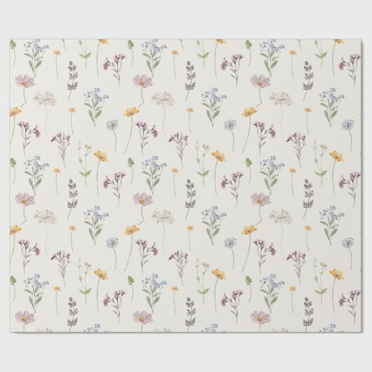 Kleurrijke lente Wildflower beemdweide Garden Wedd Cadeaupapier (Vlak)