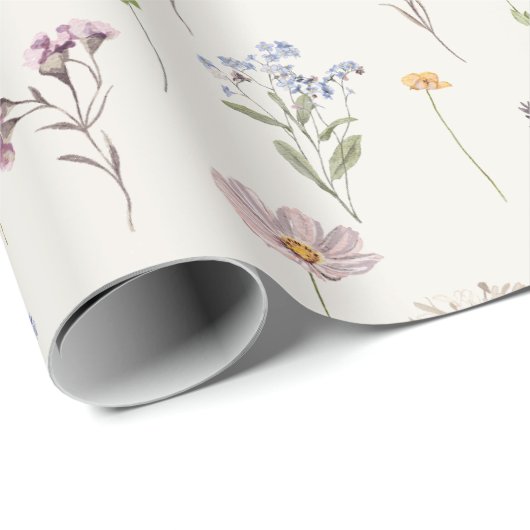 Kleurrijke lente Wildflower beemdweide Garden Wedd Cadeaupapier (Rol Hoek)