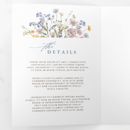 Kleurrijke lente Wildflower beemdweide Garden Wedd Drieluik Programma (Binnenzijde eerst)