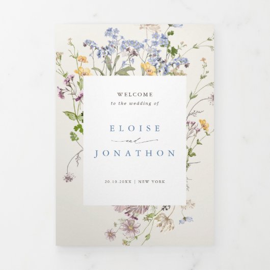 Kleurrijke lente Wildflower beemdweide Garden Wedd Drieluik Programma (Cover)