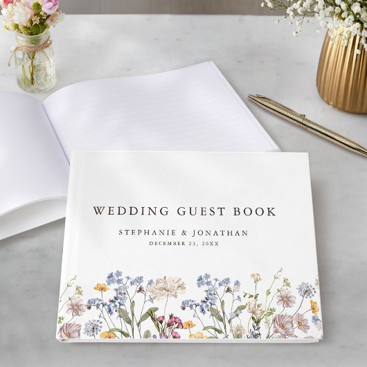Kleurrijke lente Wildflower beemdweide Garden Wedd Gastenboek