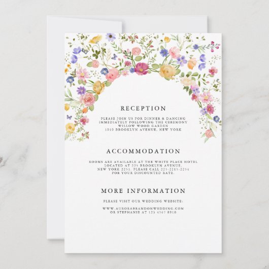 Kleurrijke lente Wildflower beemdweide Garden Wedd Kaart (Achterkant)