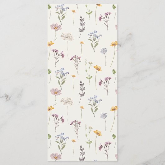 Kleurrijke lente Wildflower beemdweide Garden Wedd Menu (Achterkant)