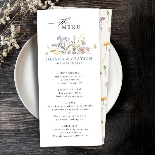 Kleurrijke lente Wildflower beemdweide Garden Wedd Menu