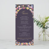 Kleurrijke lente Wildflower beemdweide Garden Wedd Menu (Staand voorkant)