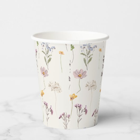 Kleurrijke lente Wildflower beemdweide Garden Wedd Papieren Bekers (Rechts)
