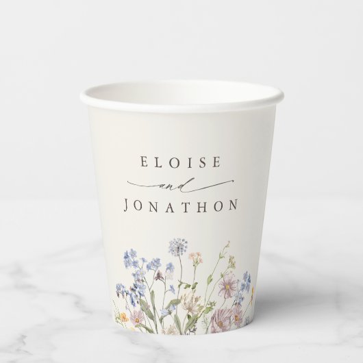 Kleurrijke lente Wildflower beemdweide Garden Wedd Papieren Bekers (Achterkant)