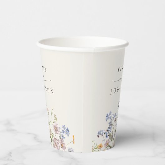 Kleurrijke lente Wildflower beemdweide Garden Wedd Papieren Bekers (Rechts)