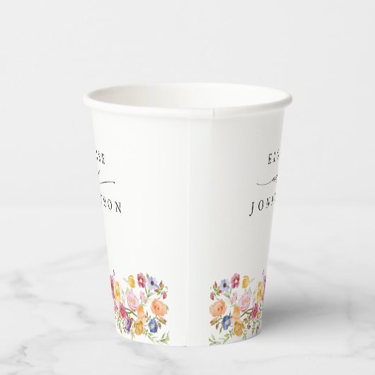 Kleurrijke lente Wildflower beemdweide Garden Wedd Papieren Bekers (Rechts)
