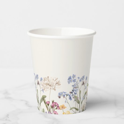 Kleurrijke lente Wildflower beemdweide Garden Wedd Papieren Bekers (Links)