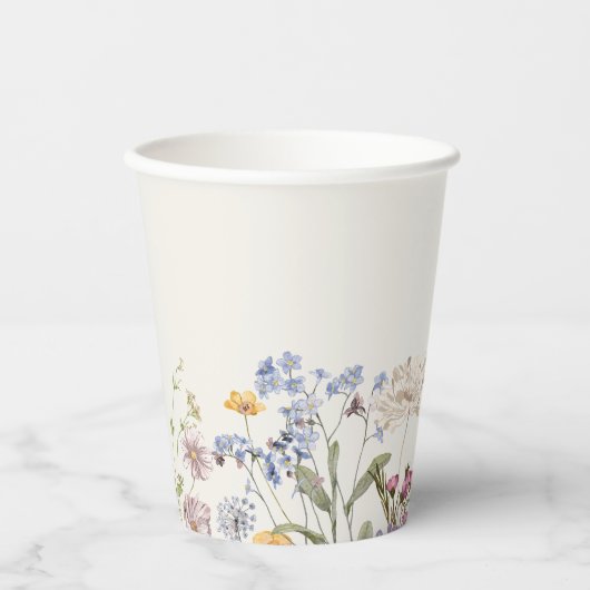 Kleurrijke lente Wildflower beemdweide Garden Wedd Papieren Bekers (Voorkant)
