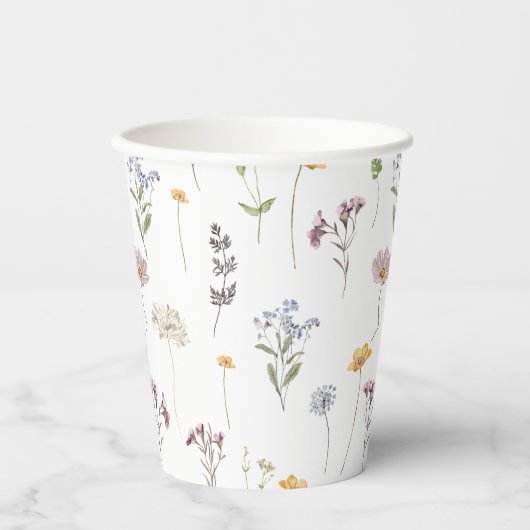 Kleurrijke lente Wildflower beemdweide Garden Wedd Papieren Bekers (Voorkant)