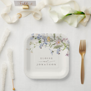 Kleurrijke lente Wildflower beemdweide Garden Wedd Papieren Bordje