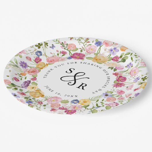 Kleurrijke lente Wildflower beemdweide Garden Wedd Papieren Bordje (Gekanteld)