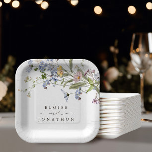 Kleurrijke lente Wildflower beemdweide Garden Wedd Papieren Bordje