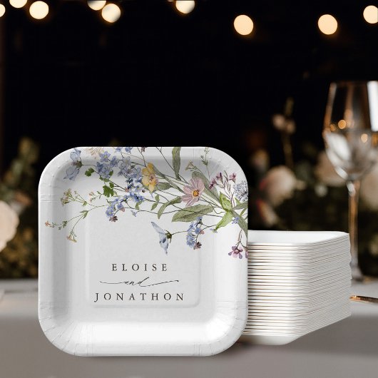 Kleurrijke lente Wildflower beemdweide Garden Wedd Papieren Bordje