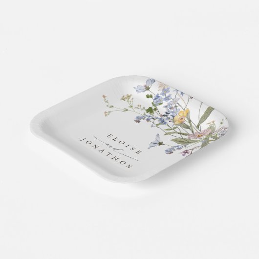 Kleurrijke lente Wildflower beemdweide Garden Wedd Papieren Bordje (Gebogen)