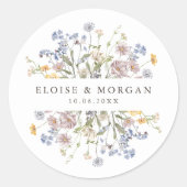Kleurrijke lente Wildflower beemdweide Garden Wedd Ronde Sticker (Voorkant)