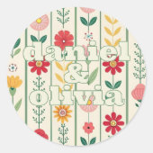 Kleurrijke lente Wildflower beemdweide Garden Wedd Ronde Sticker (Voorkant)