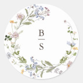 Kleurrijke lente Wildflower beemdweide Garden Wedd Ronde Sticker (Voorkant)