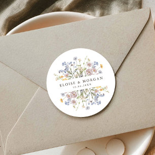 Kleurrijke lente Wildflower beemdweide Garden Wedd Ronde Sticker