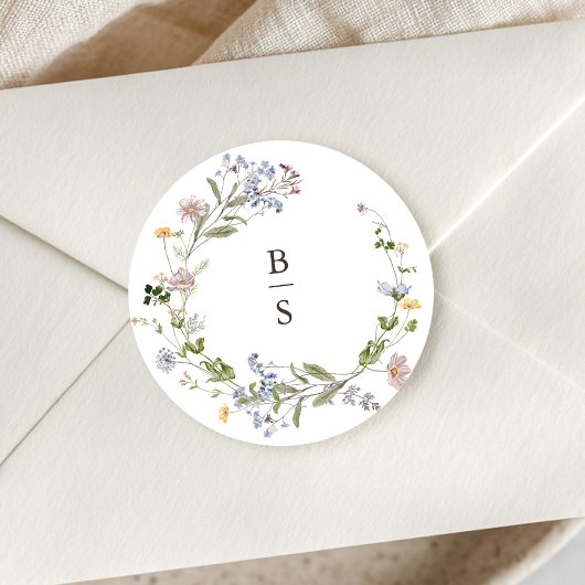 Kleurrijke lente Wildflower beemdweide Garden Wedd Ronde Sticker