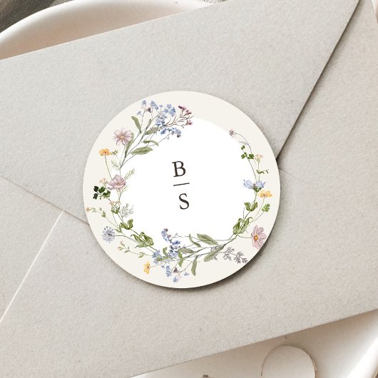 Kleurrijke lente Wildflower beemdweide Garden Wedd Ronde Sticker