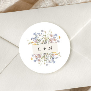 Kleurrijke lente Wildflower beemdweide Garden Wedd Ronde Sticker