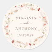 Kleurrijke lente Wildflower beemdweide Garden Wedd Ronde Sticker (Voorkant)