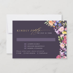 Kleurrijke lente Wildflower beemdweide Garden Wedd RSVP Kaartje