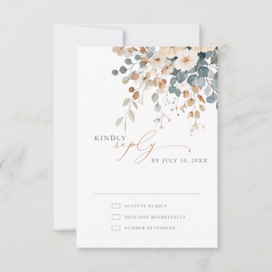 Kleurrijke lente Wildflower beemdweide Garden Wedd RSVP Kaartje (Voorkant)