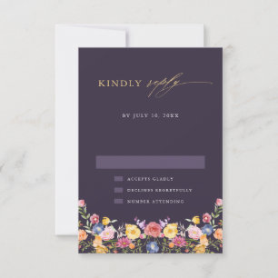 Kleurrijke lente Wildflower beemdweide Garden Wedd RSVP Kaartje