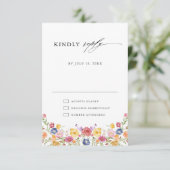 Kleurrijke lente Wildflower beemdweide Garden Wedd RSVP Kaartje (Staand voorkant)