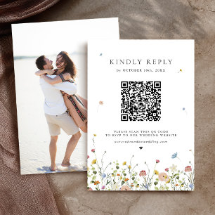 Kleurrijke lente Wildflower beemdweide Garden Wedd RSVP Kaartje